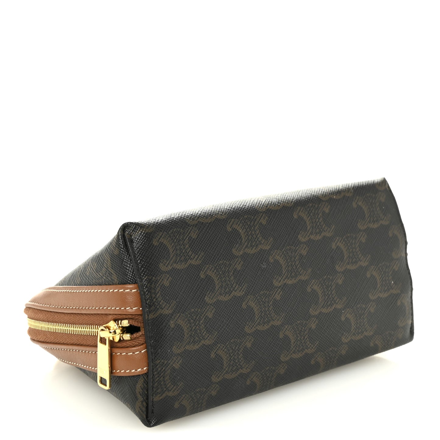 Triomphe Canvas Lambskin Clutch On Chain Tan