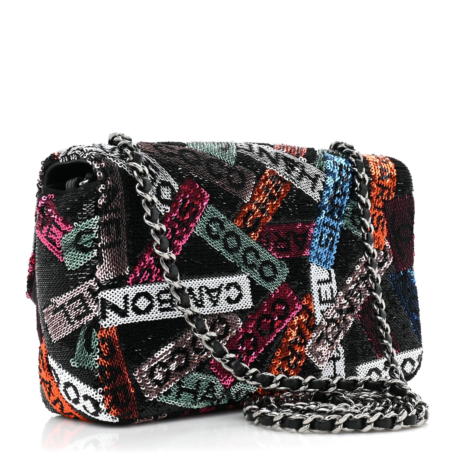 Chanel Sequin Logo Small Flap Ruthenium Multicolor 3 of 10