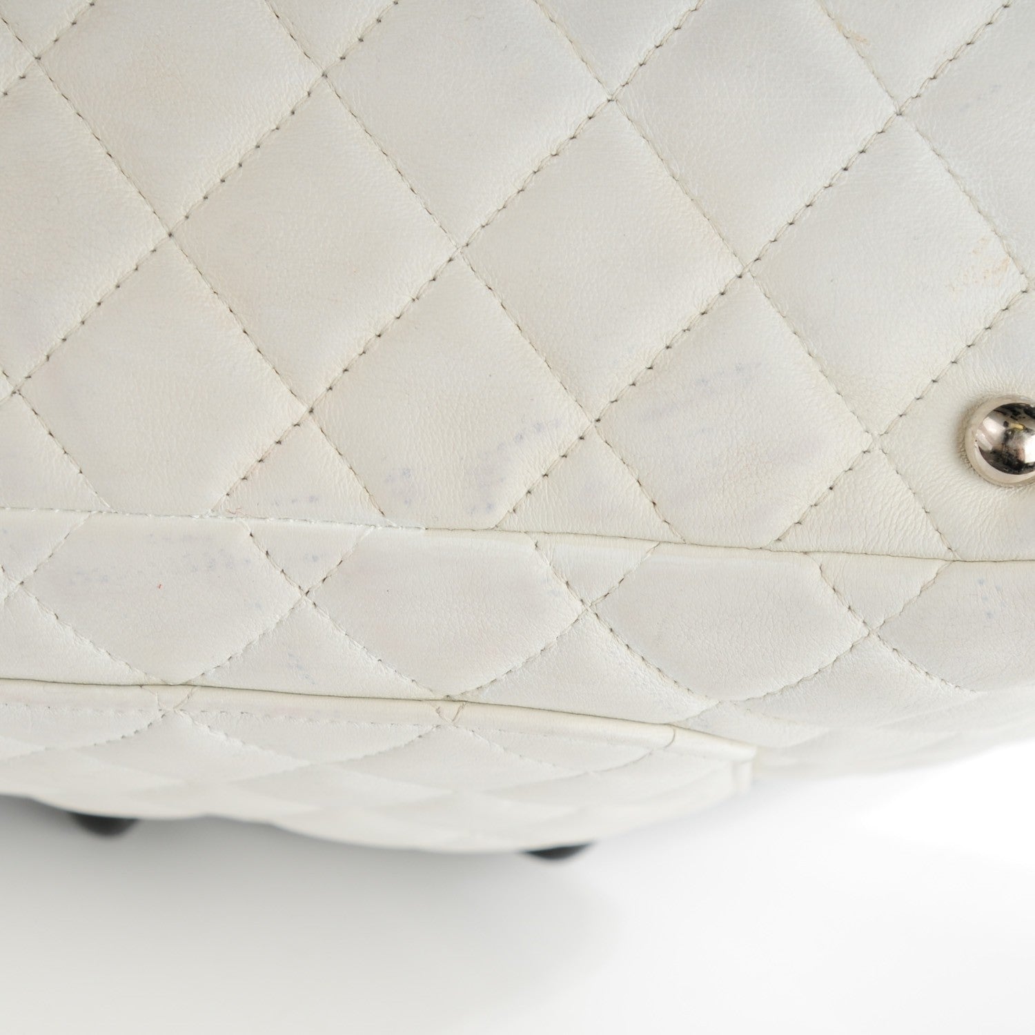 Chanel Calfskin Quilted Large Cambon Bowler White Black 10 of 11