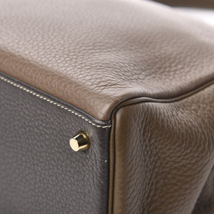 Hermes Taurillon Clemence Horseshoe Kelly Retourne 35 Vert de Gris Etoupe Toundra 10 of 11