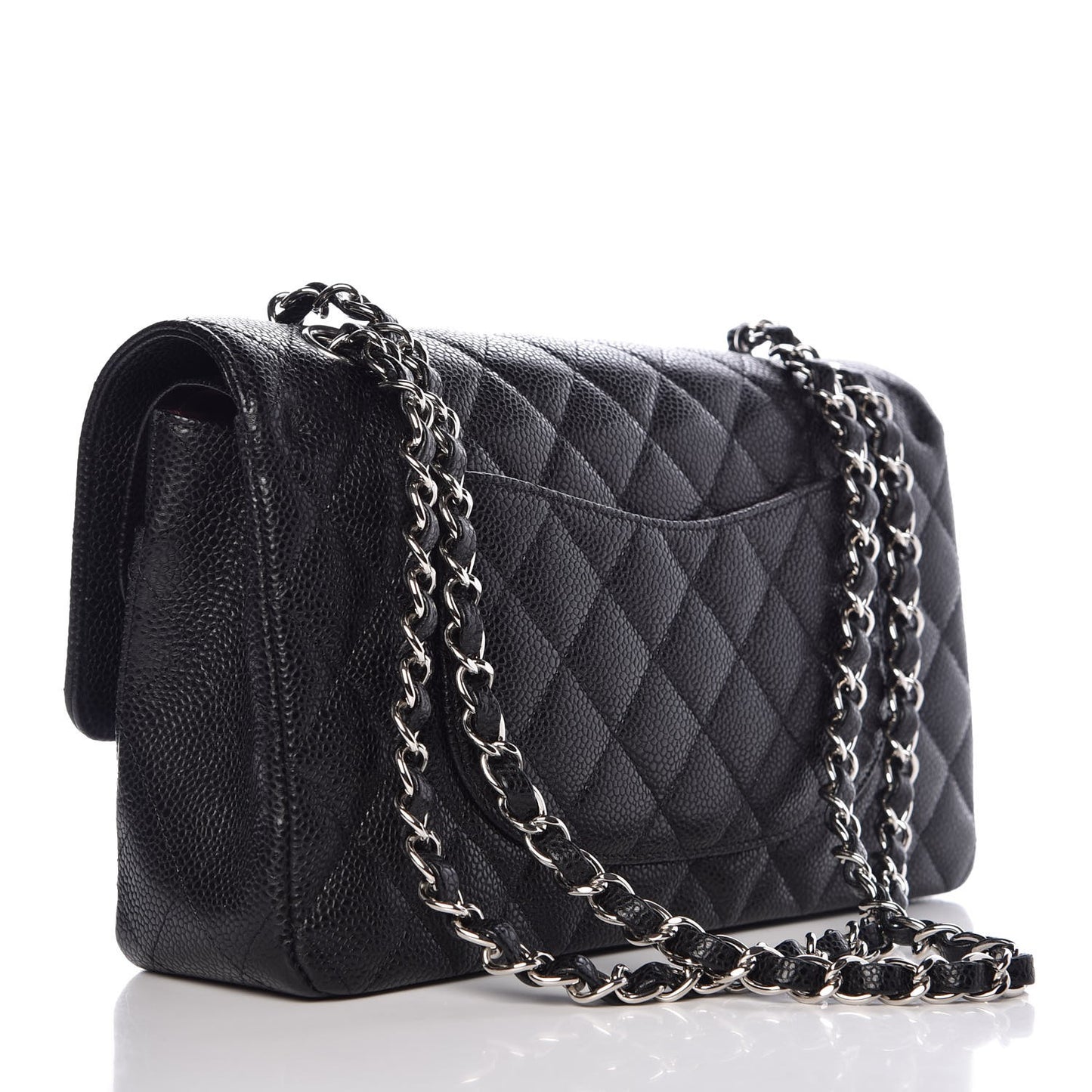 Caviar Quilted Medium Double Flap Black
