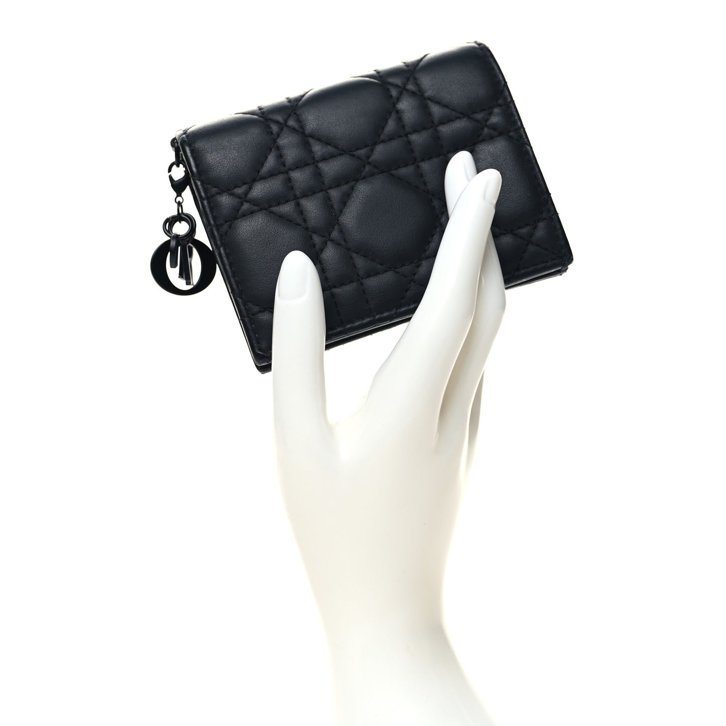Lambskin Cannage Mini Lady Dior Wallet Black