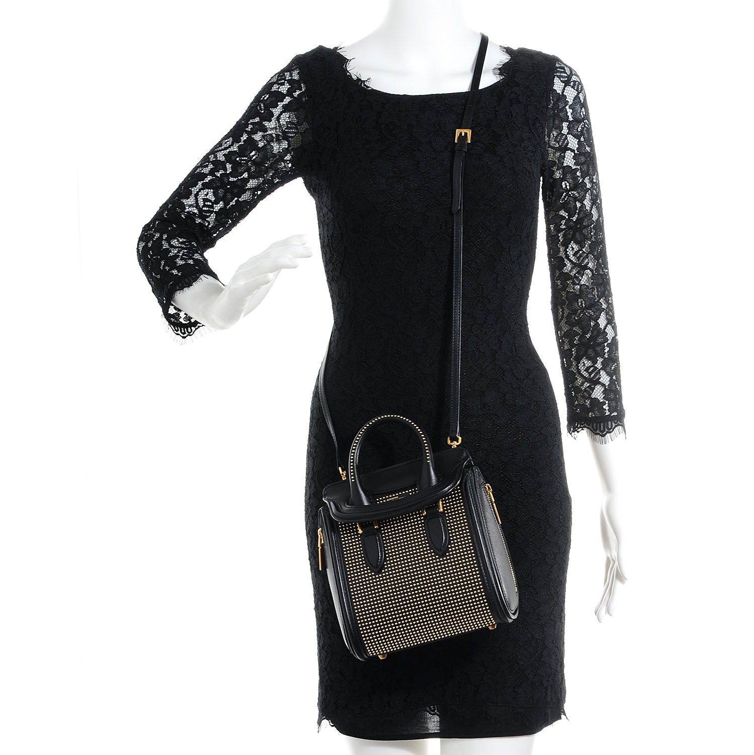 Alexander McQueen Leather Studded Mini Heroine Top Handle Bag Black 2 of 9