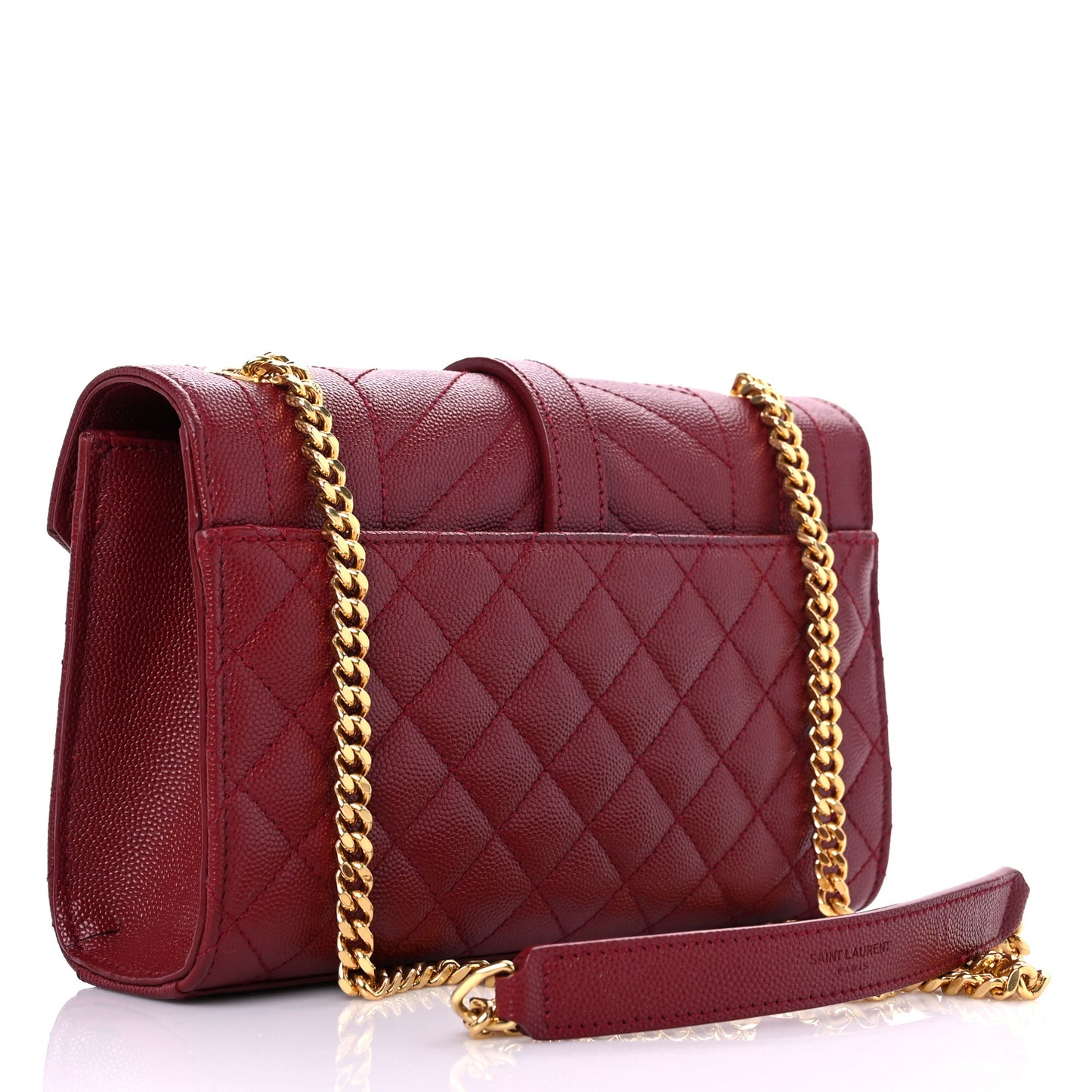 Grain De Poudre Textured Mixed Matelasse Triquilt Small Monogram Satchel Red