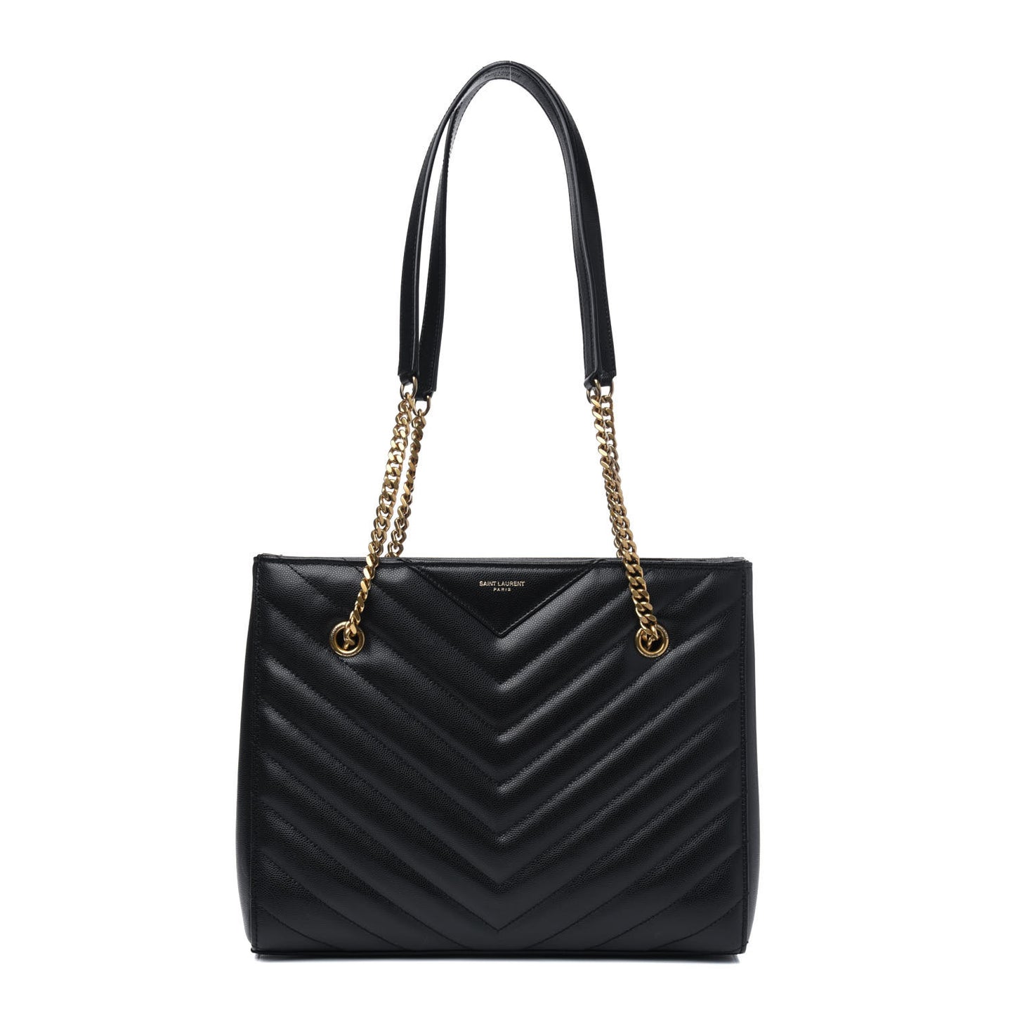 Grain De Poudre Matelasse Chevron Small Tribeca Shopping Bag Black