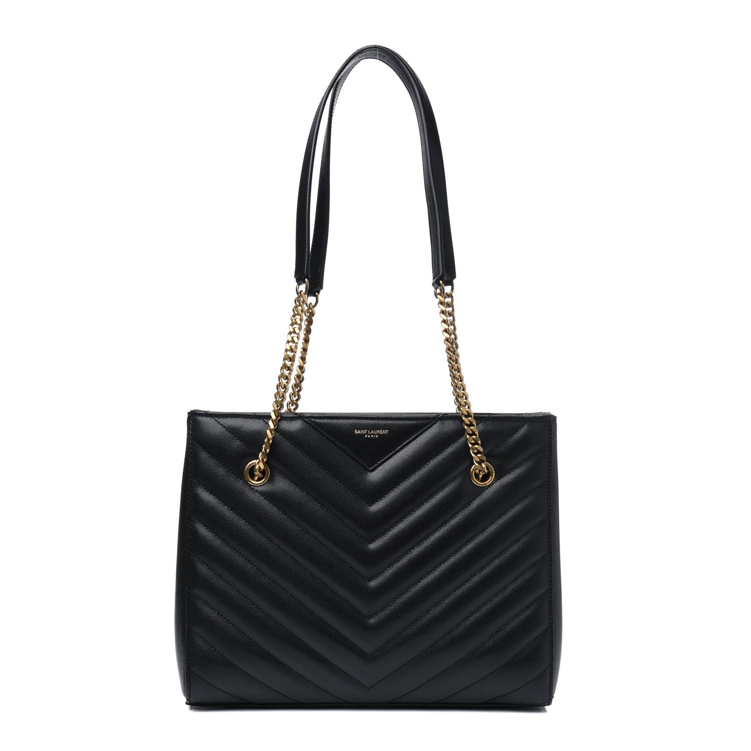 Saint Laurent Grain De Poudre Matelasse Chevron Small Tribeca Shopping Bag Black 1 of 4