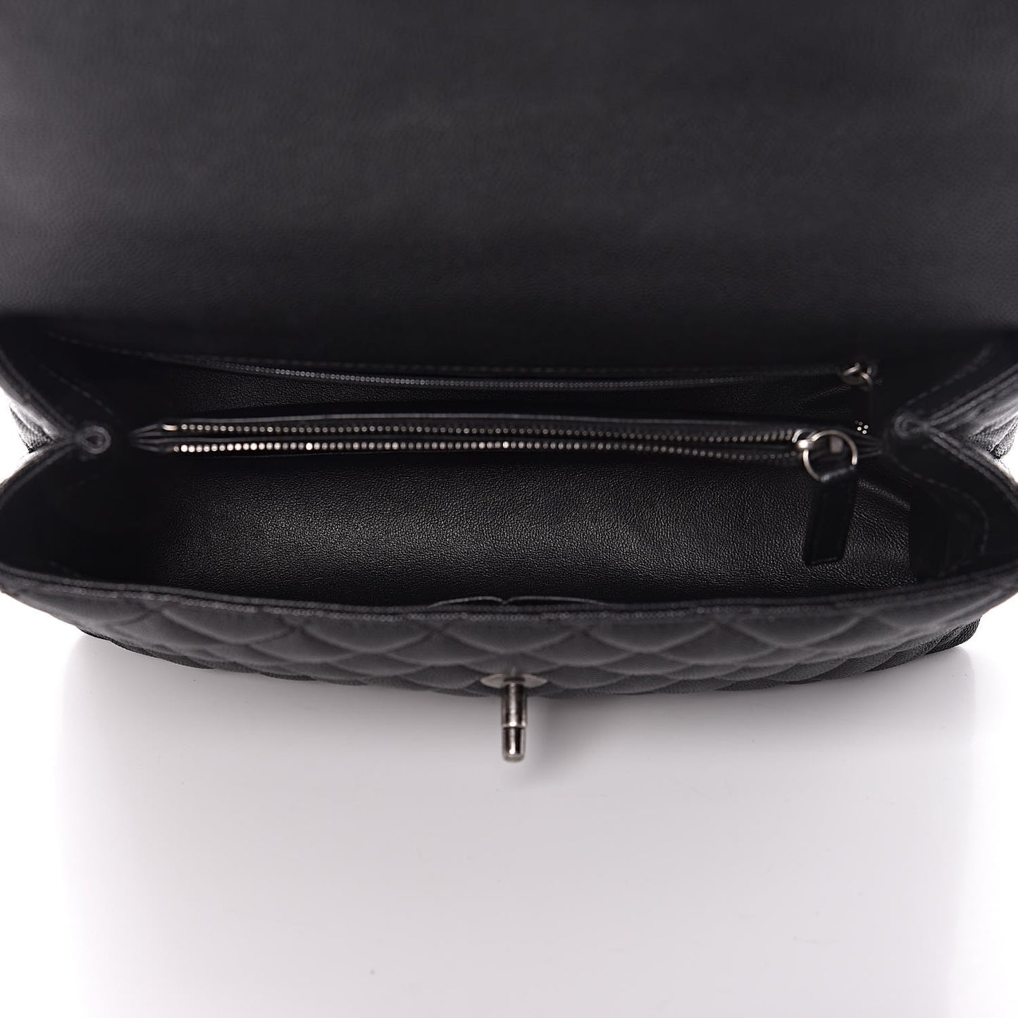 Caviar Lizard Quilted Small Coco Handle Flap Black