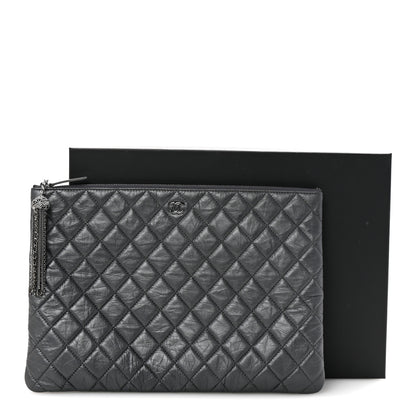 Chanel Aged Calfskin Quilted Large Tassel Cosmetic Case Dark Grey 8 of 8