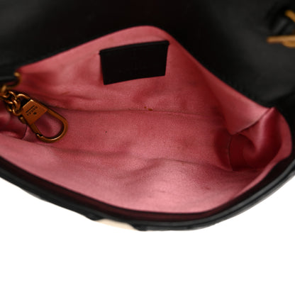 Gucci Calfskin Matelasse Super Mini GG Marmont Shoulder Bag Black White 5 of 16