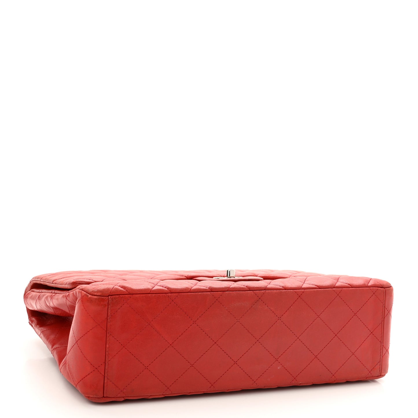 Lambskin Quilted Maxi Single Flap Red