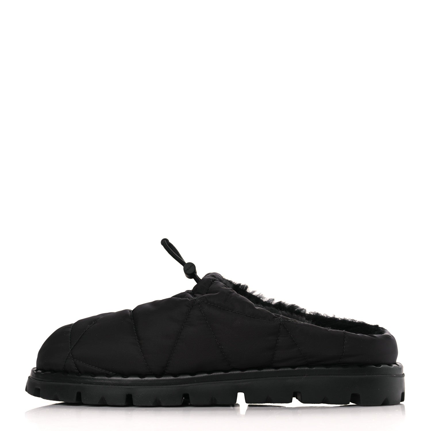 Prada Re-Nylon Piuma Triangle Logo Padded Drawcord Rush 20mm Slippers 39.5 Black 1 of 9