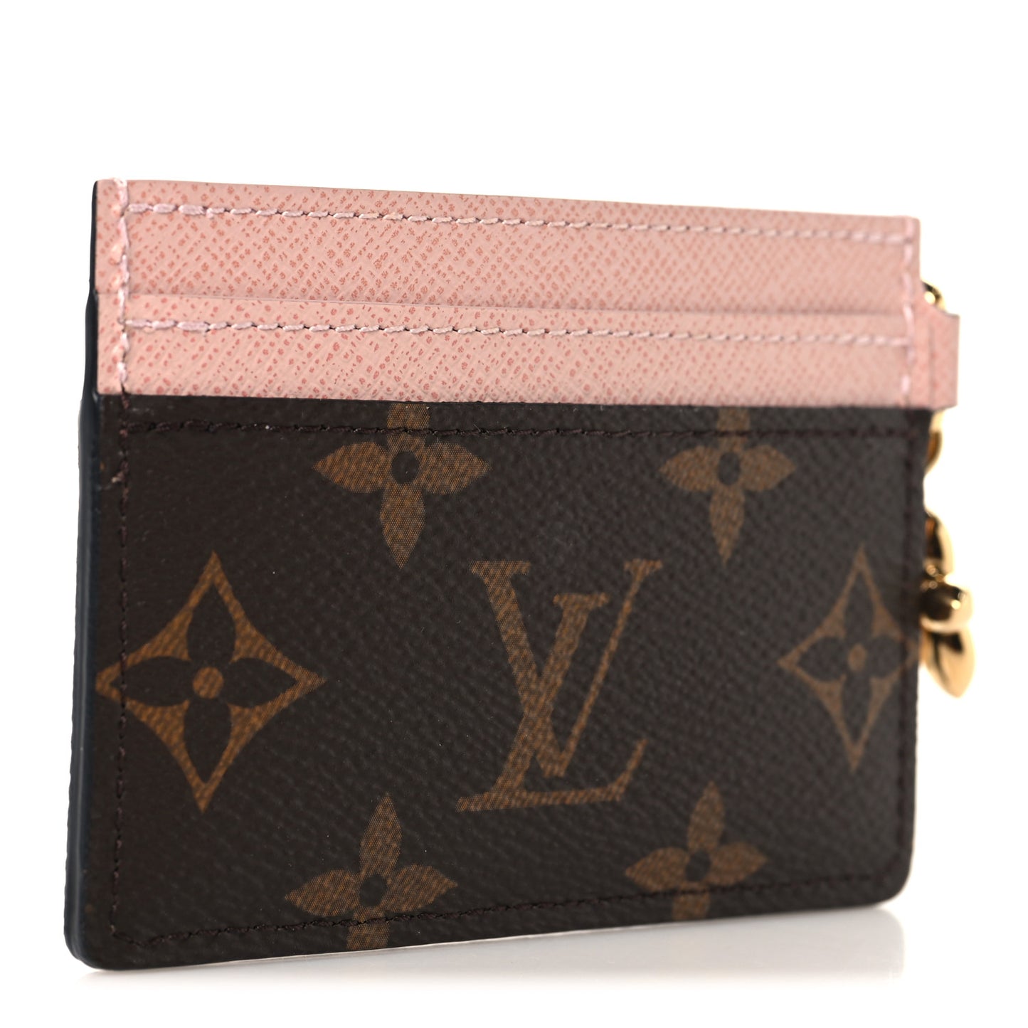 Monogram LV Charms Card Holder Rose Ballerine