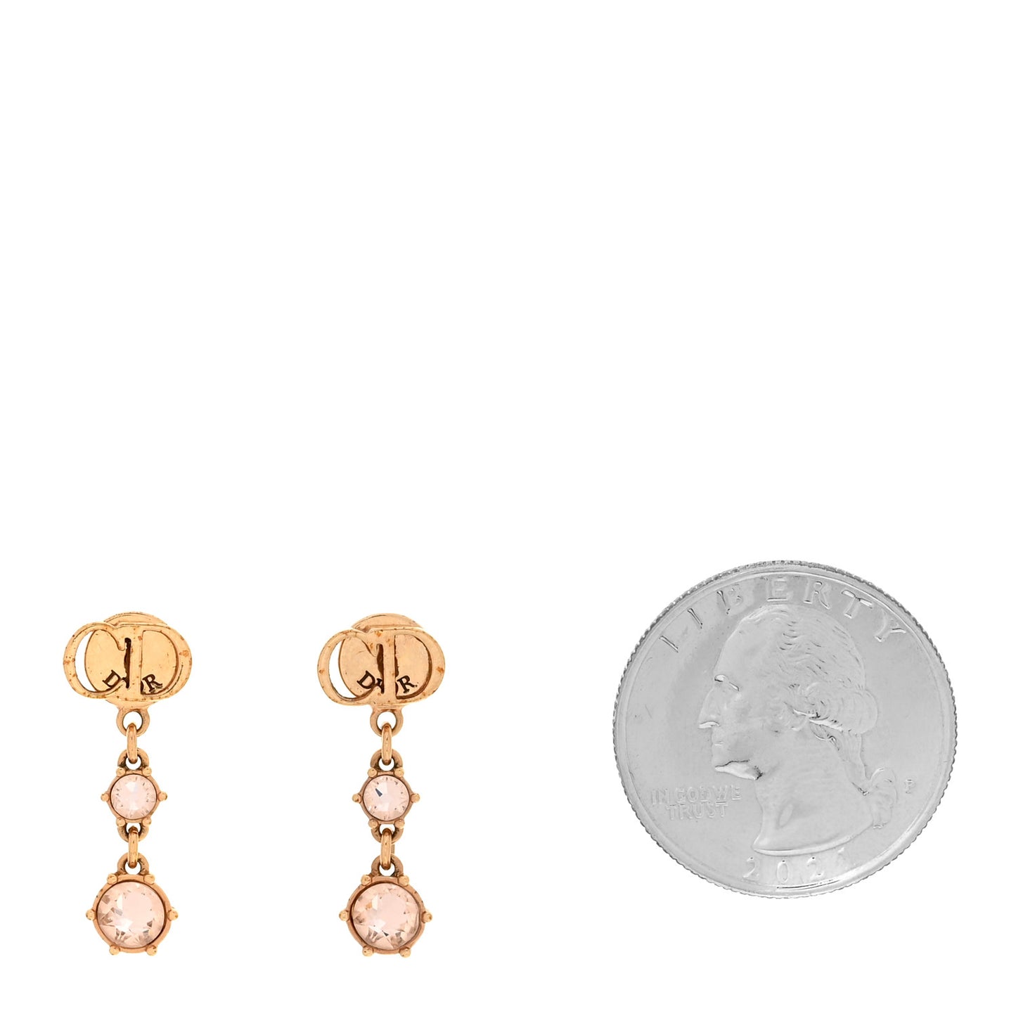 Crystal CD Drop Earrings Rose Gold Pink