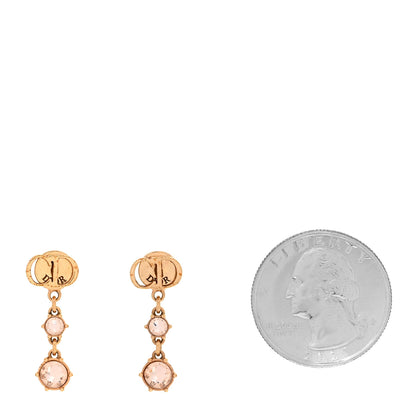Christian Dior Crystal CD Drop Earrings Rose Gold Pink 2 of 4