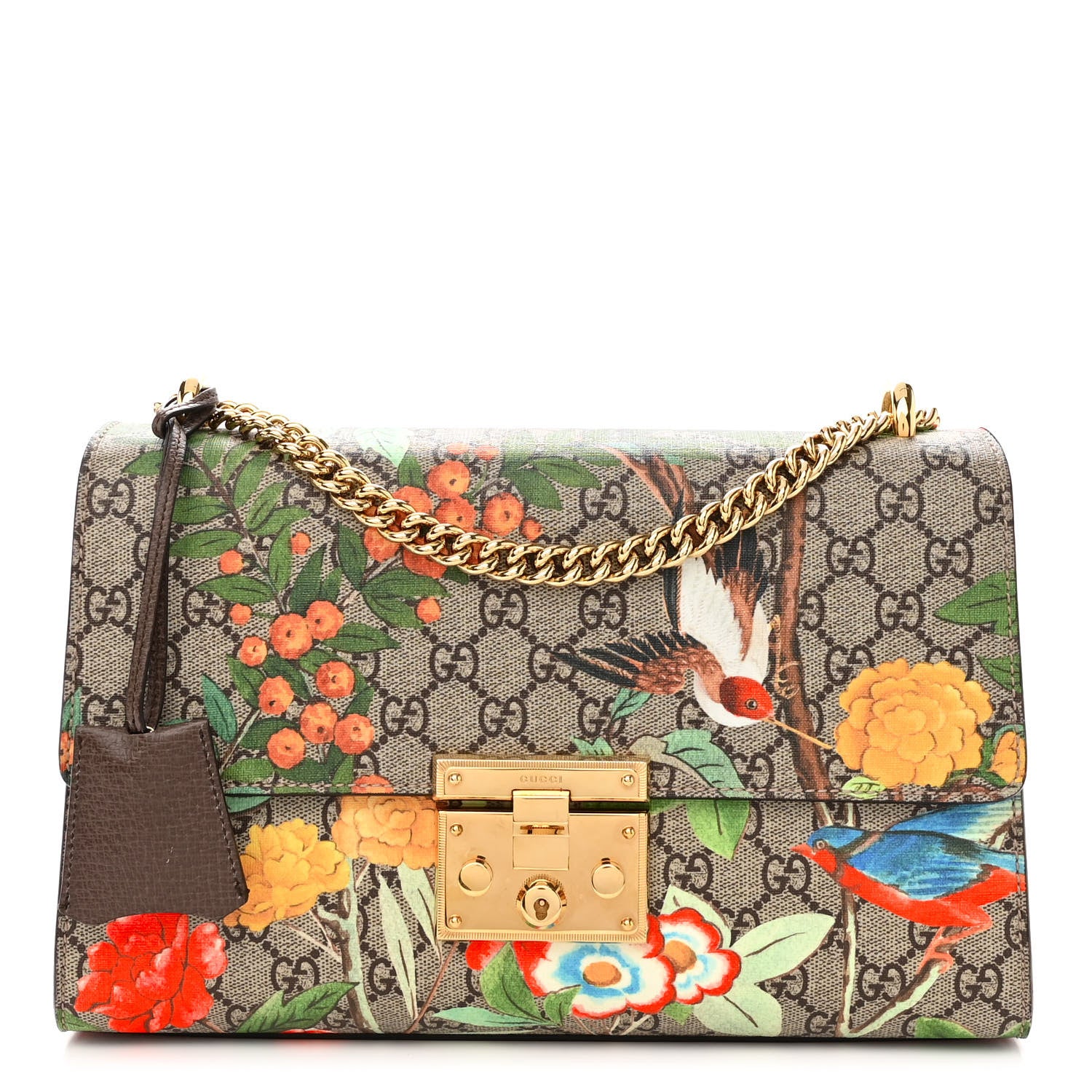 Gucci GG Supreme Monogram Tian Medium Padlock Shoulder Bag Beige Multicolor New Acero 1 of 12