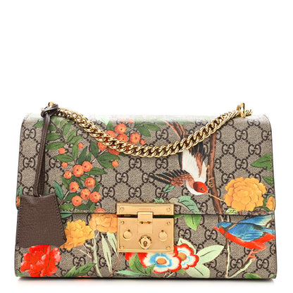 Gucci GG Supreme Monogram Tian Medium Padlock Shoulder Bag Beige Multicolor New Acero 1 of 12