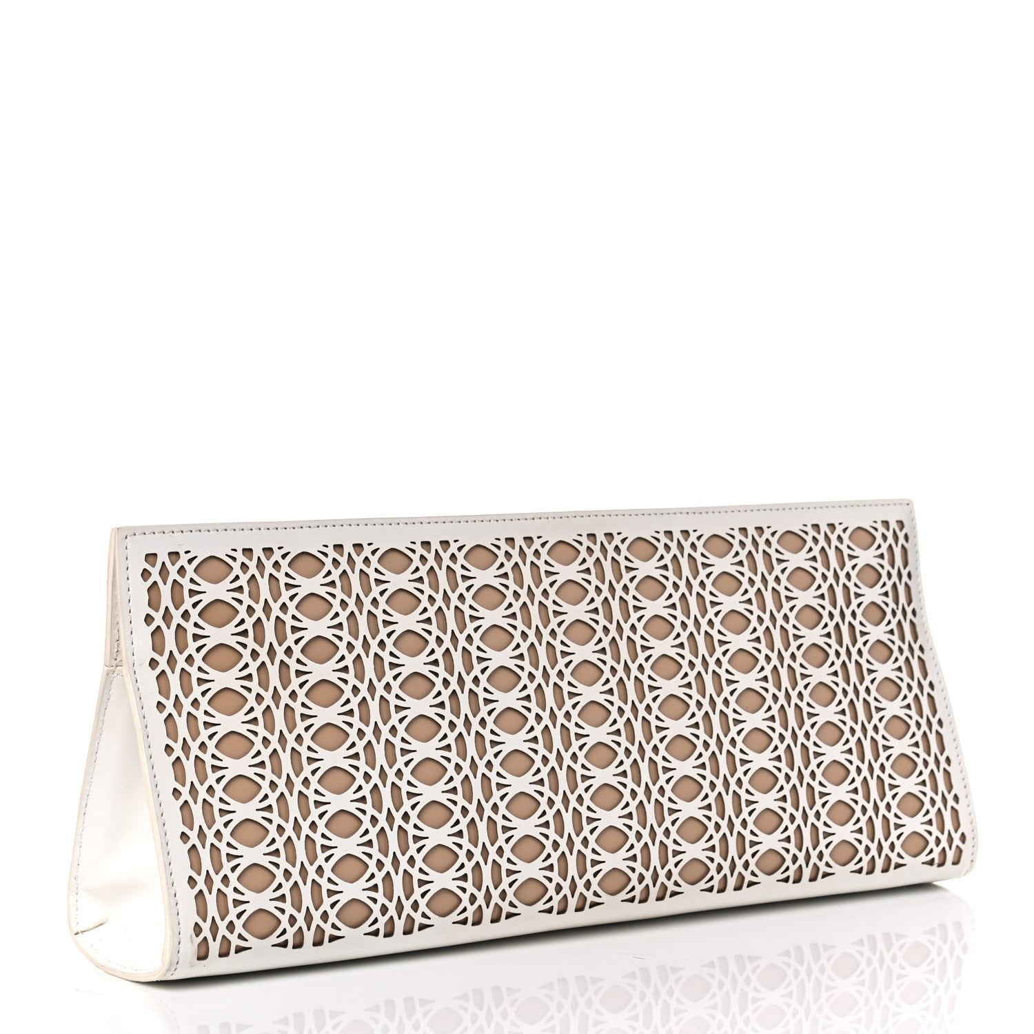 Alaia Calfskin Laser Cut Clutch White 3 of 15