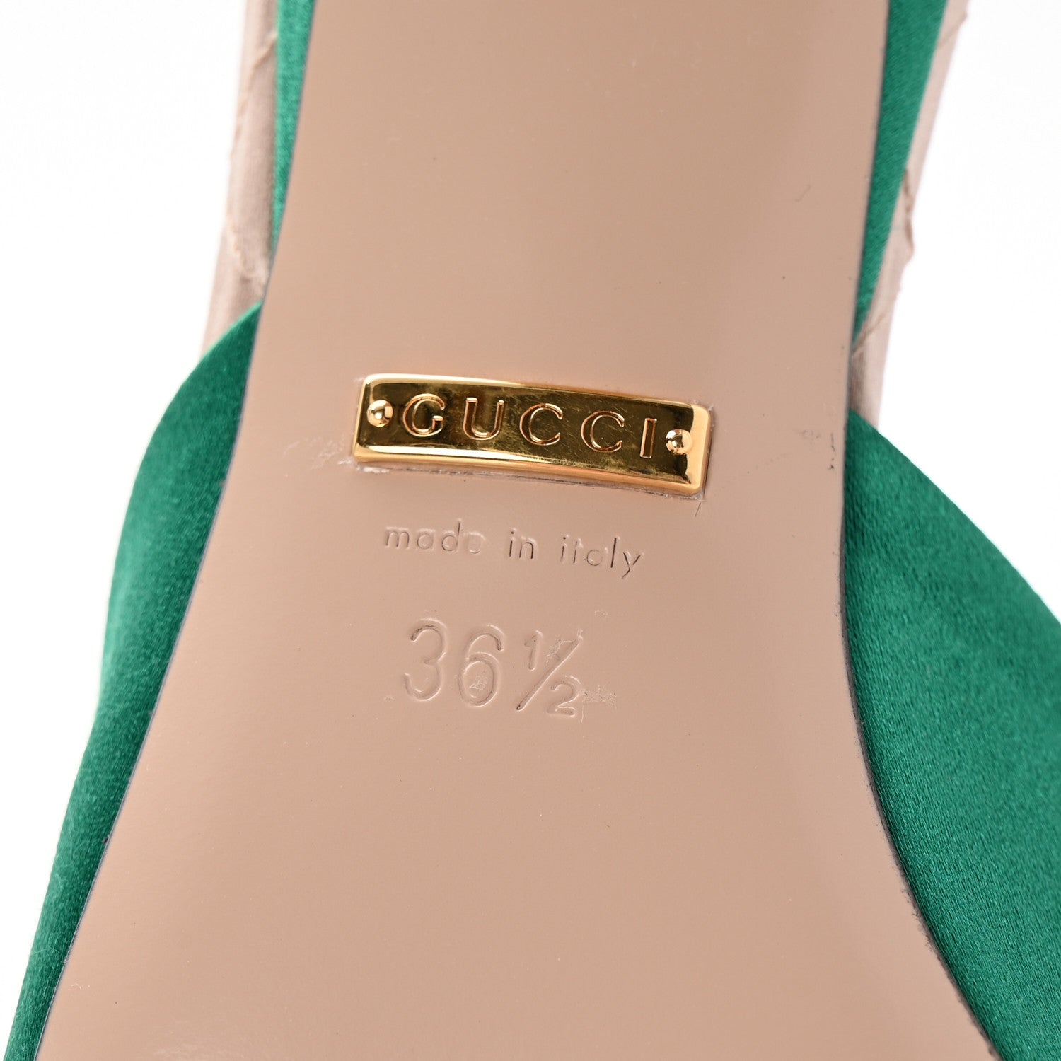 Gucci Silk Satin Crystal Embellished Horsebit Mules 36.5 Shamarock Emerald 7 of 10