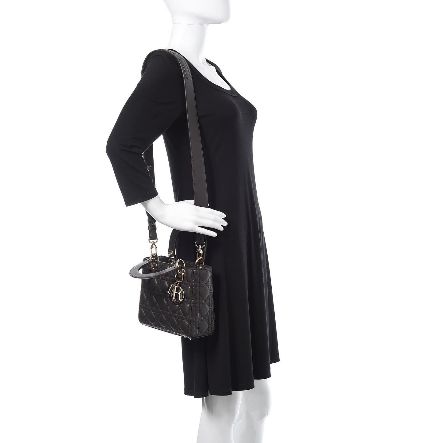 Lambskin Cannage Small Lucky Badges My Lady Dior Black