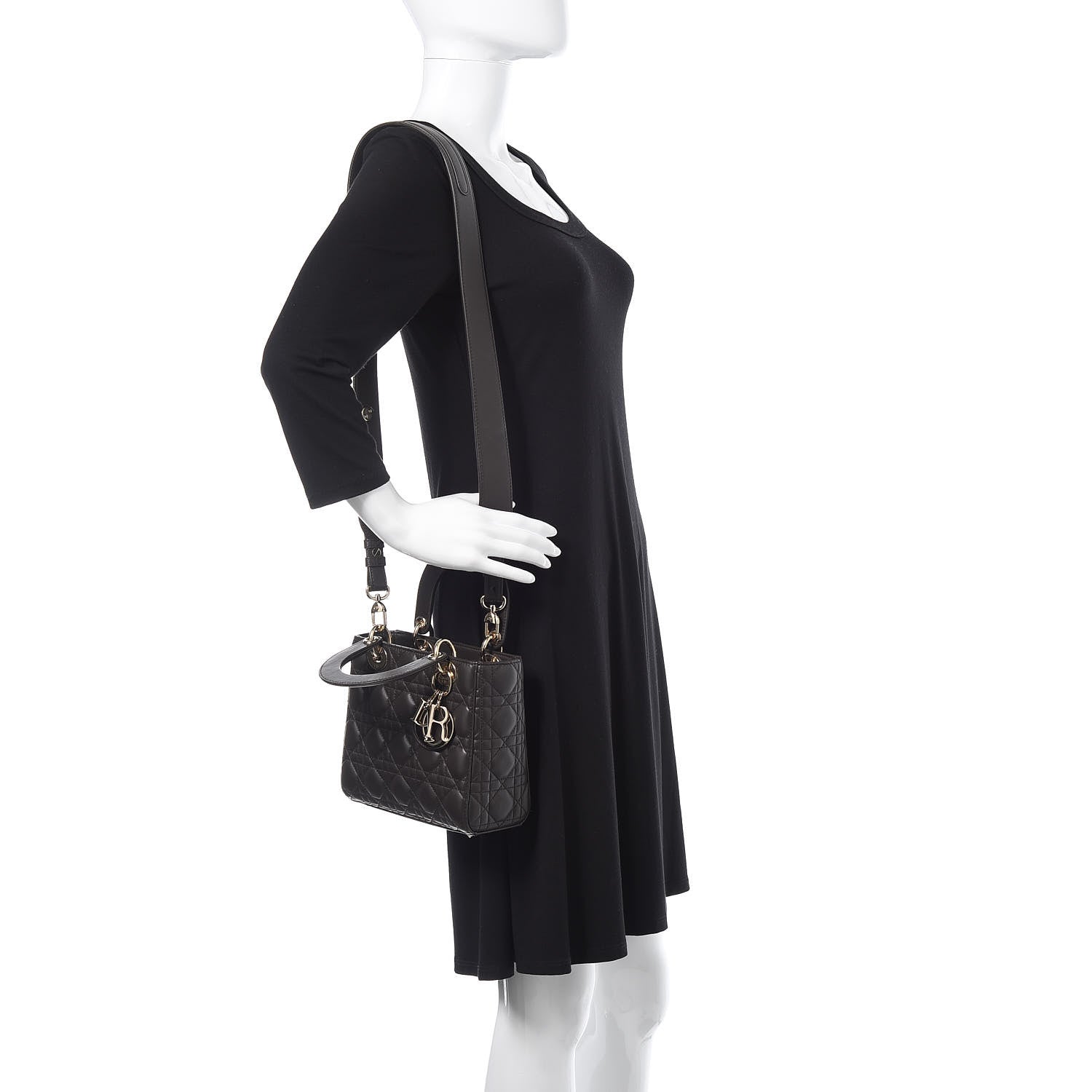 Christian Dior Lambskin Cannage Small Lucky Badges My Lady Dior Black 2 of 12