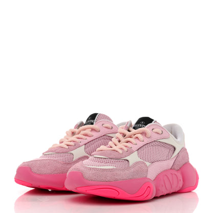 Valentino Garavani Suede Calfskin Mesh Womens Bubbleback Sneakers 40 White Pink Ice 3 of 10