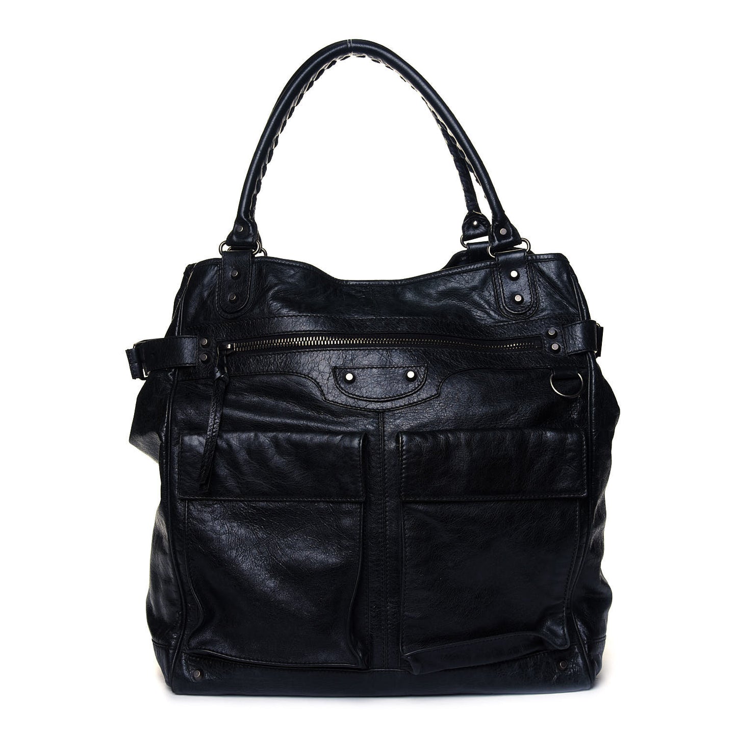 Agneau Classic Hardware Cube Tote Black