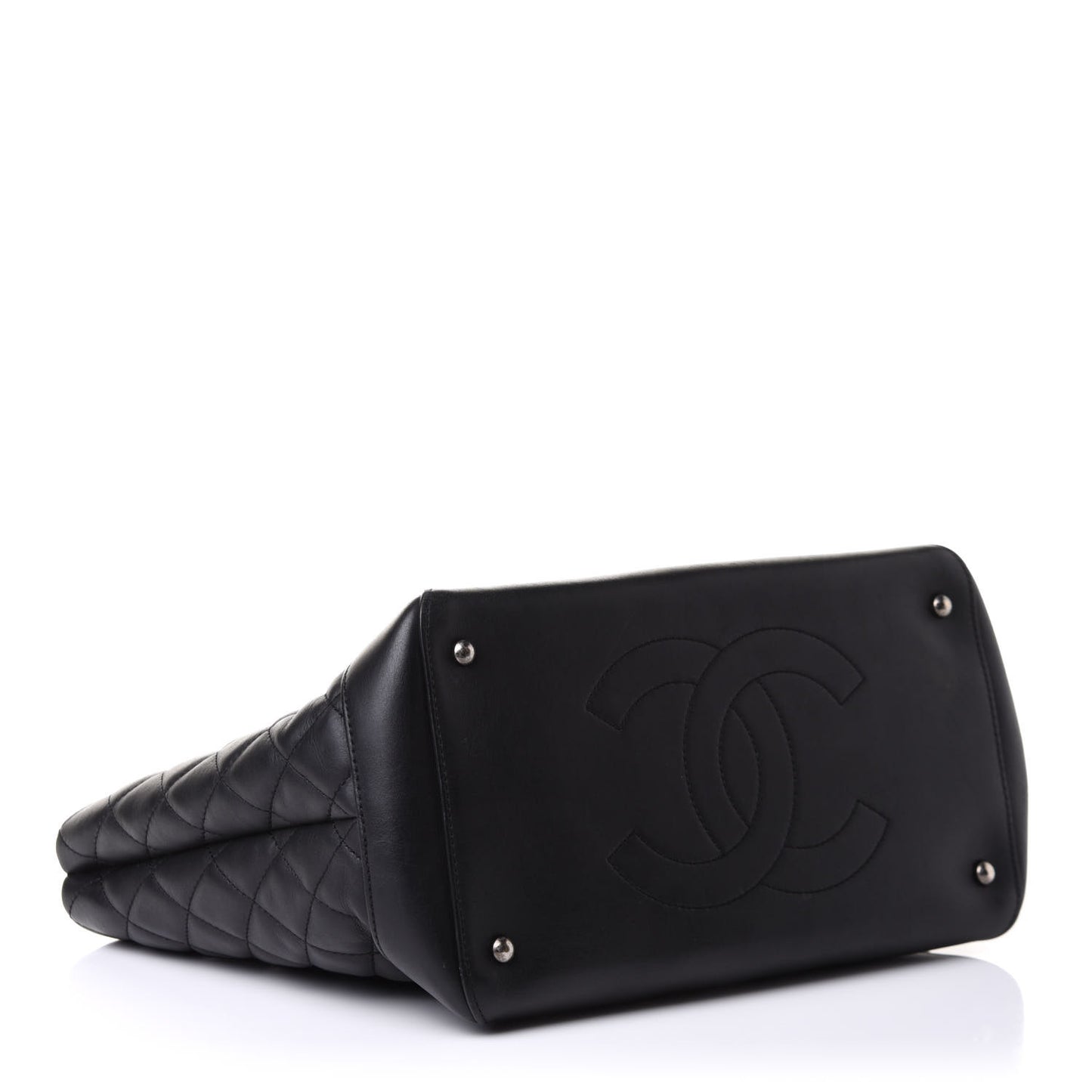 Calfskin Quilted Small Easy Shopping Tote Black