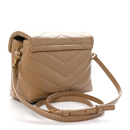 Saint Laurent Calfskin Y Quilted Monogram Toy Loulou Crossbody Bag Latte 3 of 11