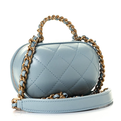 Chanel Lambskin Quilted CC Bubble Vanity Case With Chain Light Blue 3 of 8