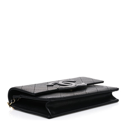 Chanel Shiny Caviar Lambskin Quilted CC Neo Filigree Wallet on Chain WOC Black 4 of 12