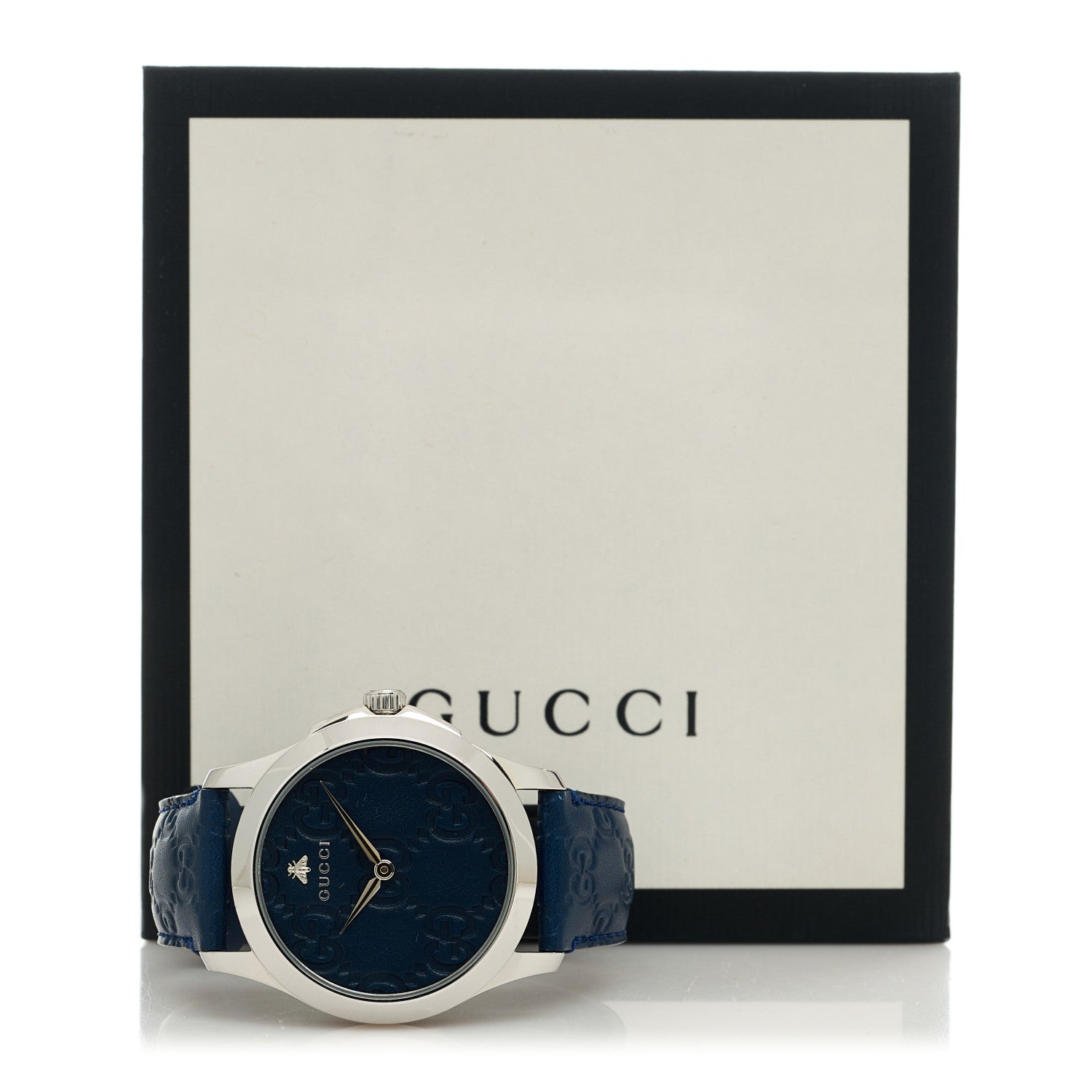 Gucci Stainless Steel Calfskin 38mm G-Timeless Quartz Watch Blue 5 of 5
