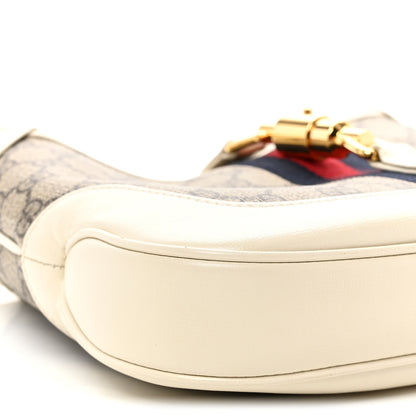 Gucci GG Supreme Monogram Azalea Calfskin Web Small Jackie 1961 Hobo Beige Ebony Mystic White 9 of 10