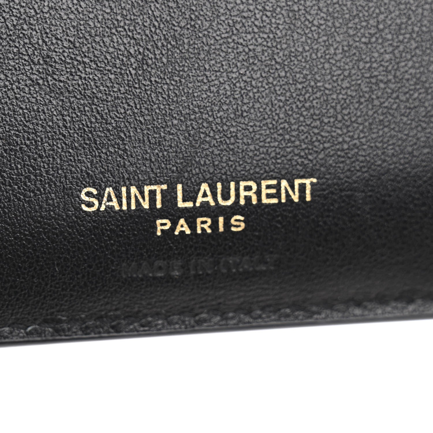Saint Laurent Shiny Calfskin Crocodile Embossed Monogram Uptown Compact Wallet Black 6 of 7