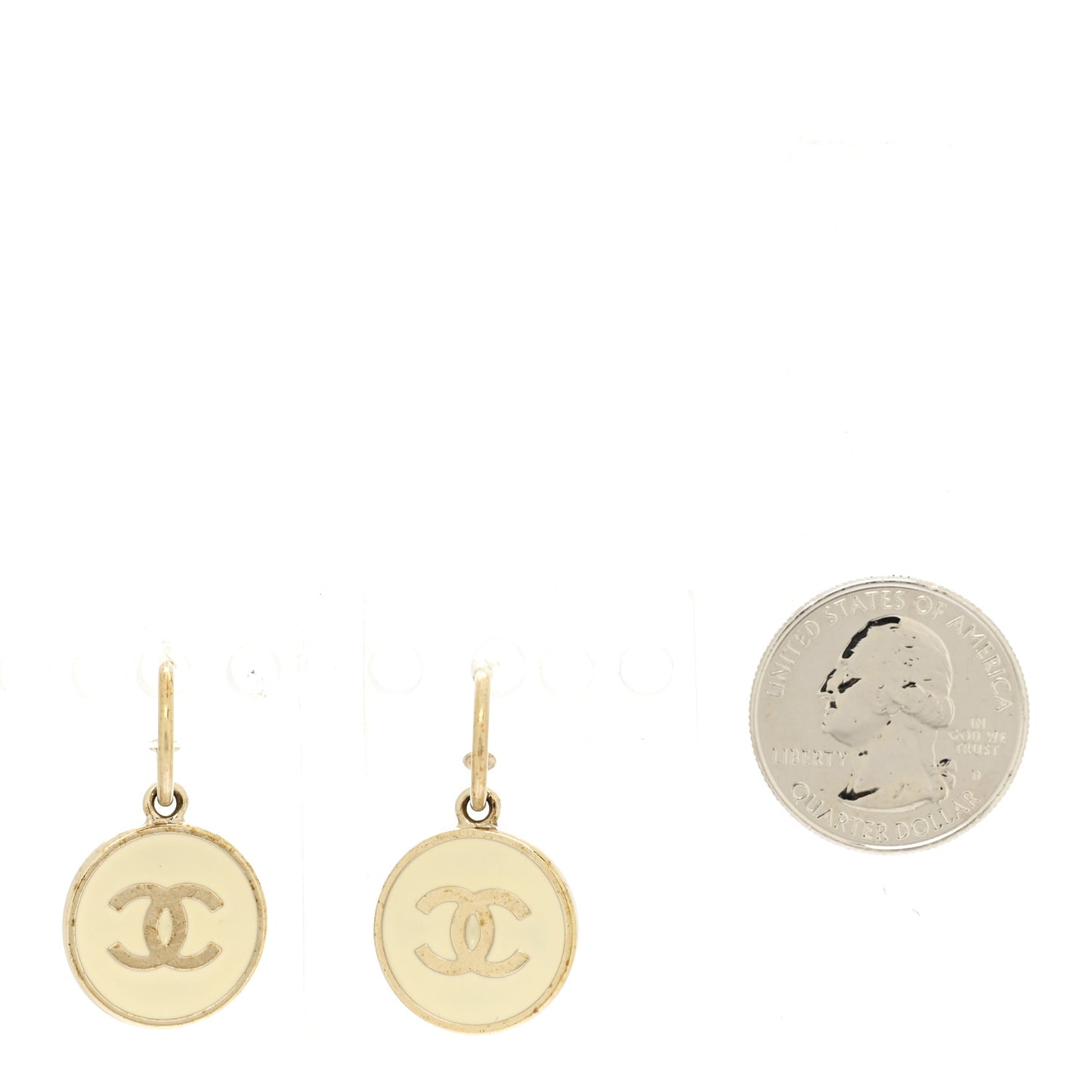 Enamel CC Drop Earrings White
