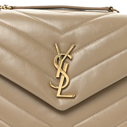 Saint Laurent Calfskin Y Quilted Monogram Small Loulou Chain Satchel Dark Beige 8 of 10