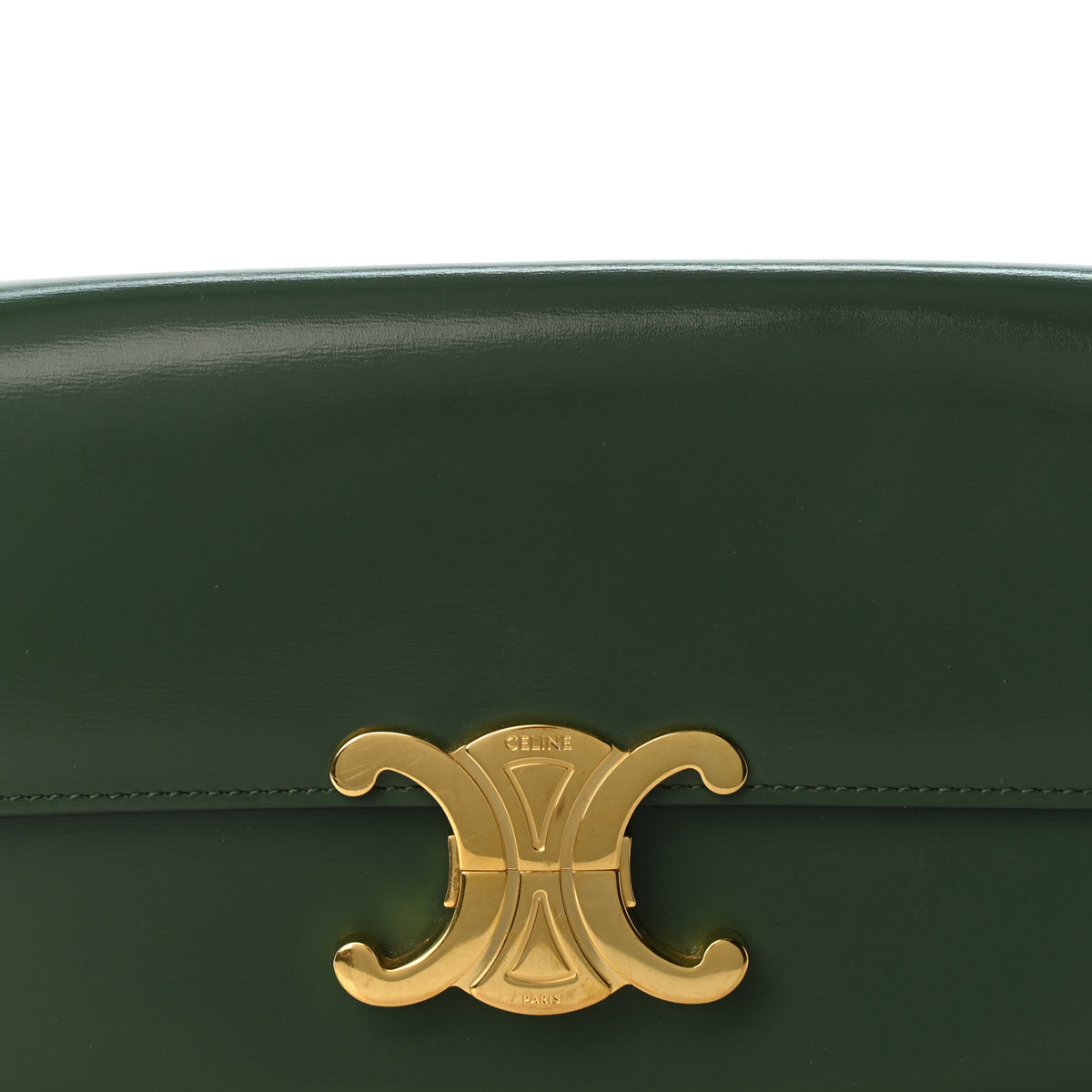 Celine Shiny Calfskin Triomphe Shoulder Bag Forest 7 of 11