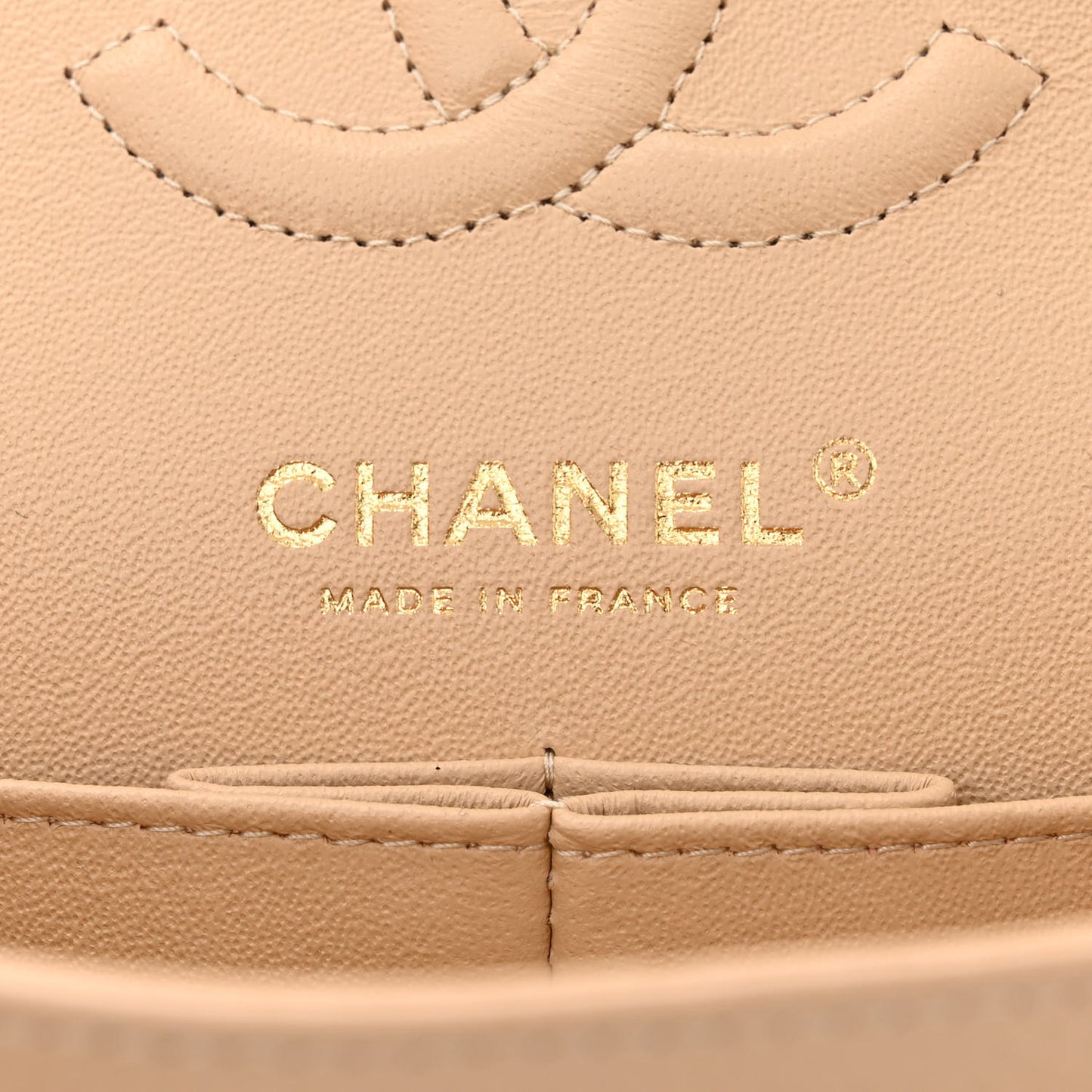 Caviar Quilted Small Double Flap Beige