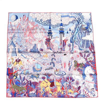 Hermes Silk Cosmographia Universalis Scarf 90 Ciel White Rouge 1 of 5