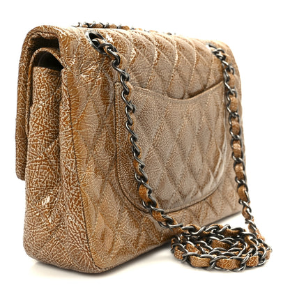 Chanel Crinkled Patent Quilted Medium Double Flap Beige 3 of 11