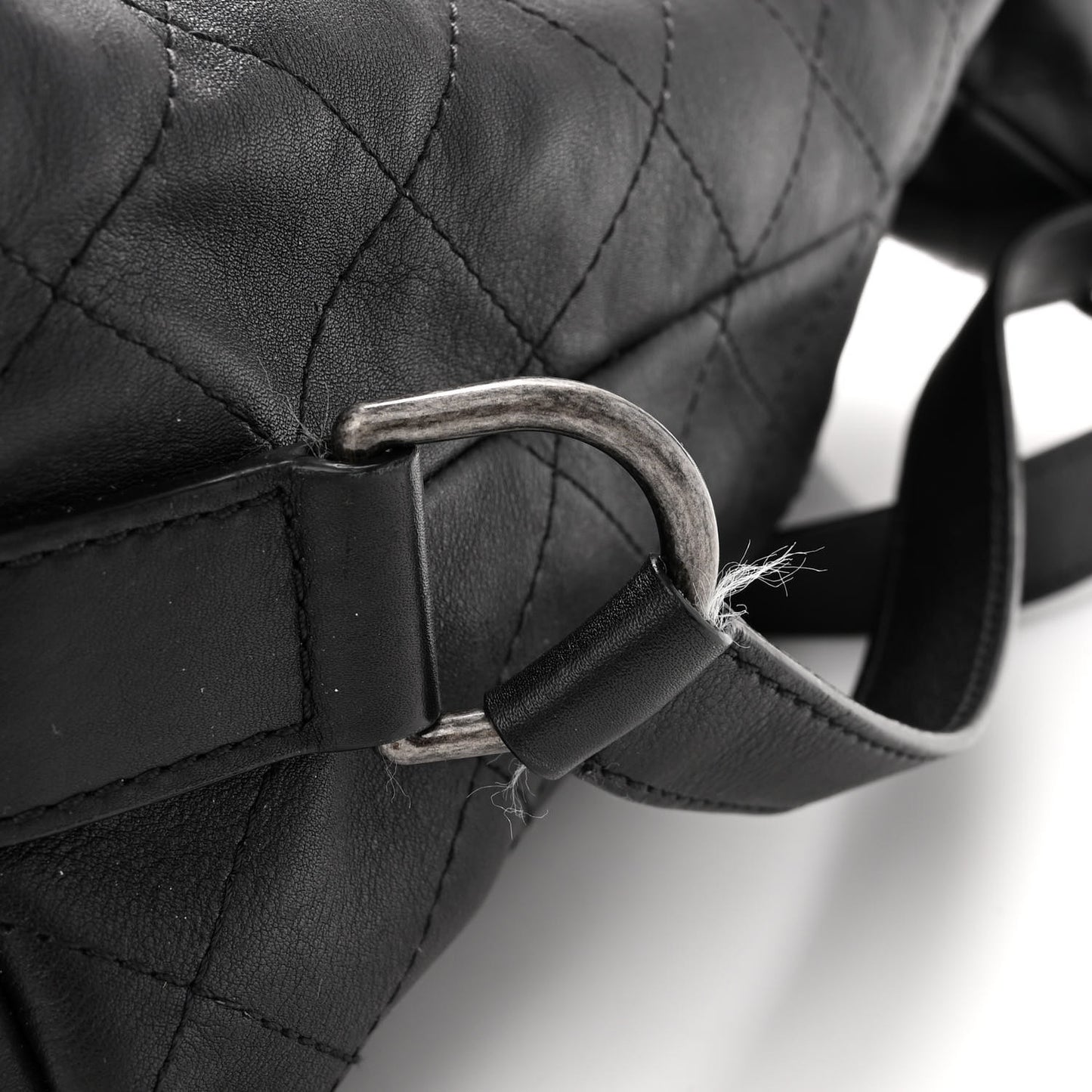 Calfskin Stitched Large Hobo Black