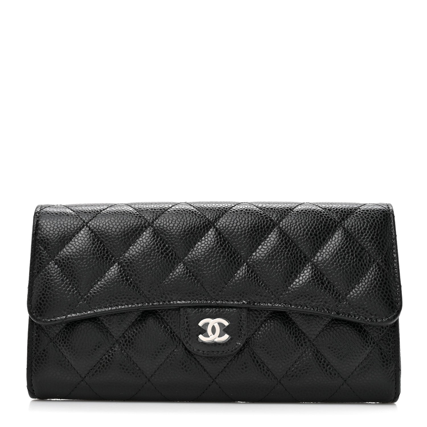 Chanel Caviar Quilted Large Gusset Flap Wallet Black 1 of 8