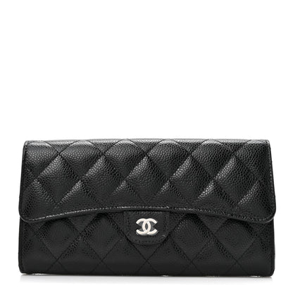 Chanel Caviar Quilted Large Gusset Flap Wallet Black 1 of 8