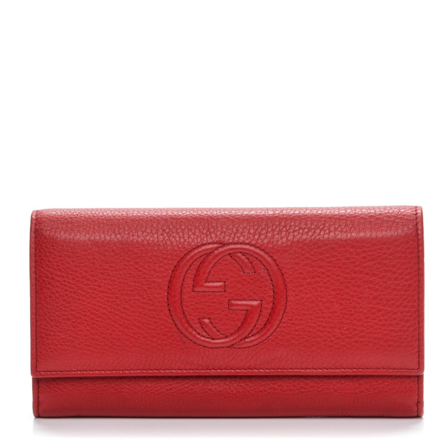 Gucci Pebbled Calfskin Soho Continental Wallet Red 1 of 7