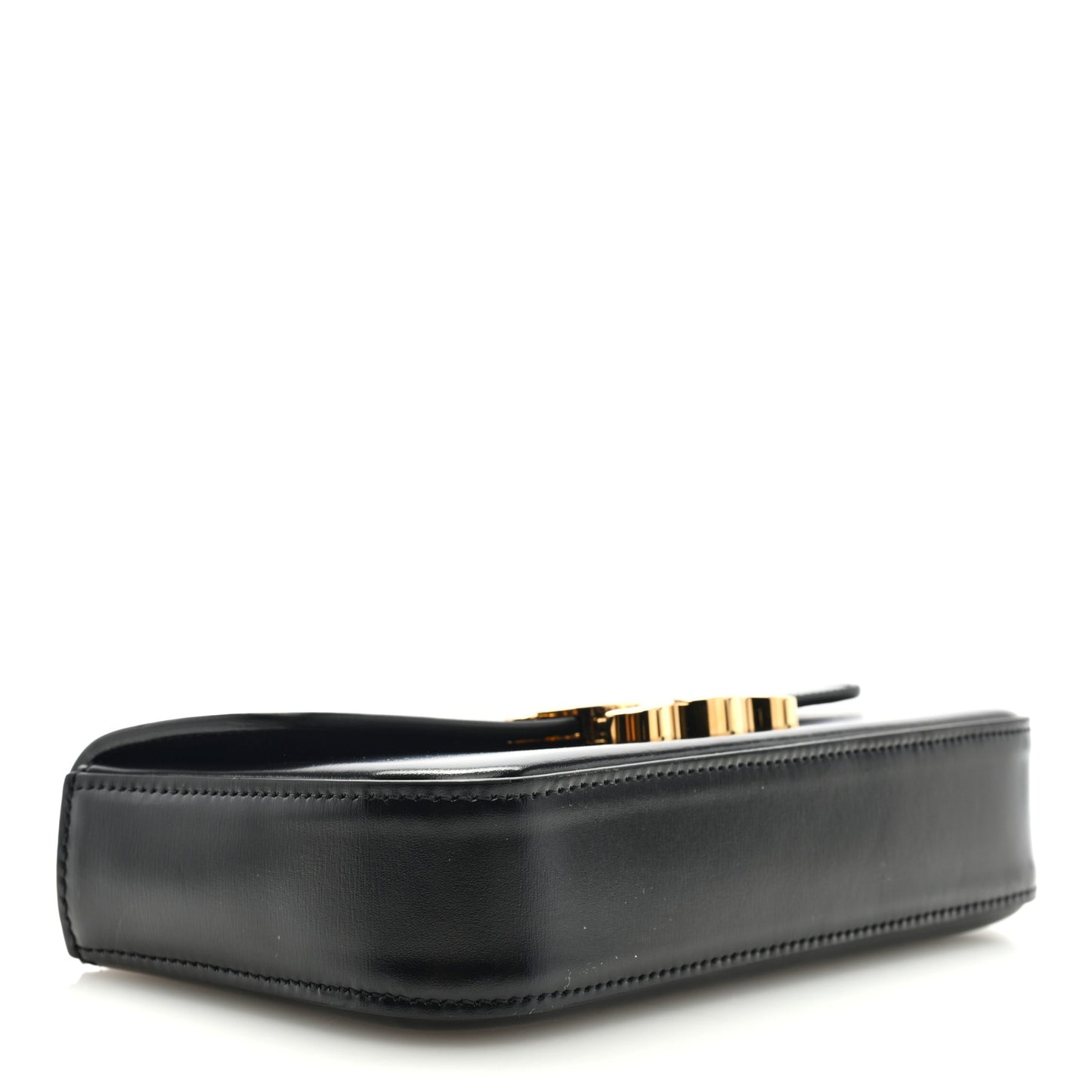 Shiny Calfskin Triomphe Chain Shoulder Bag Black