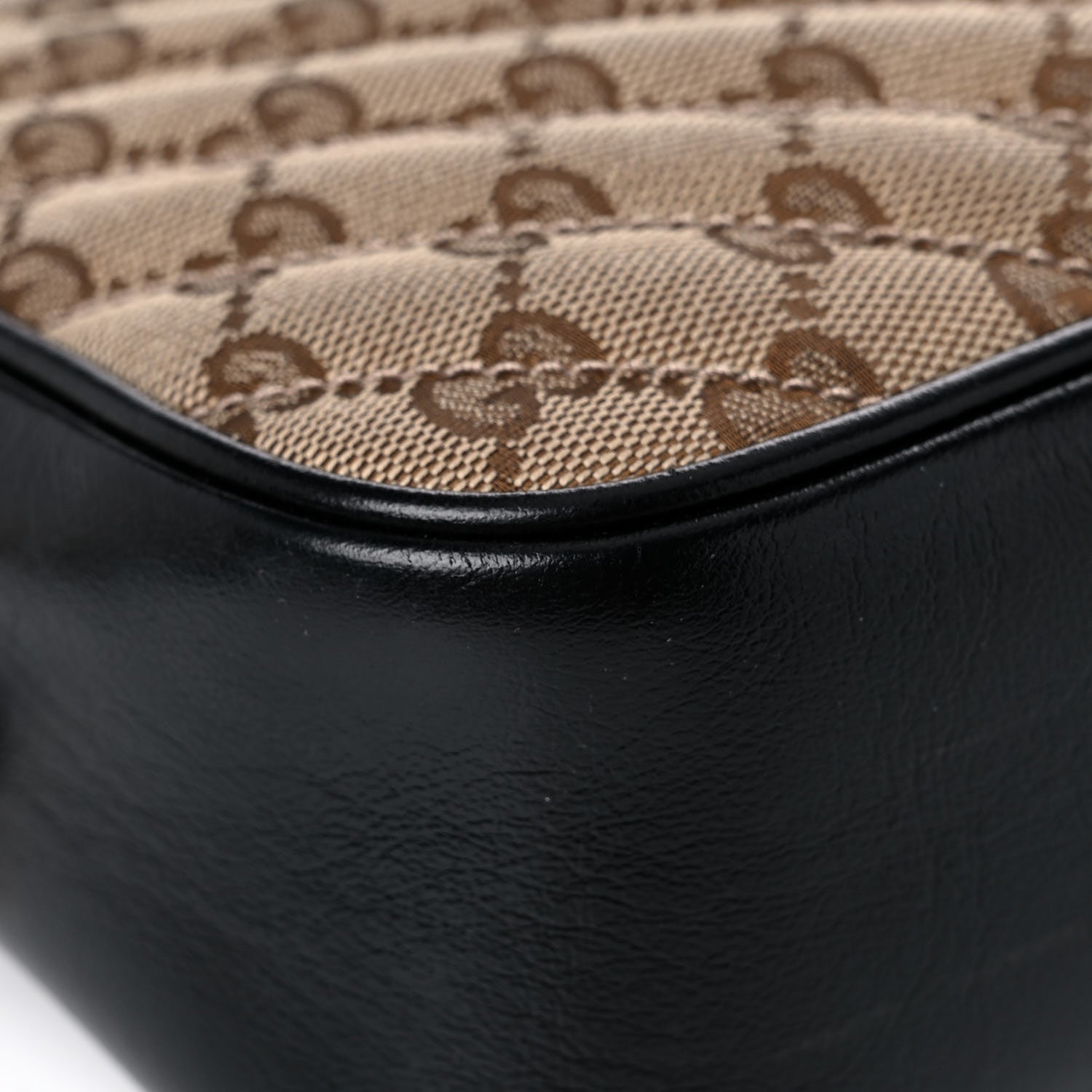 Gucci Monogram Matelasse Diagonal Small GG Marmont Chain Shoulder Bag Beige Black 7 of 12