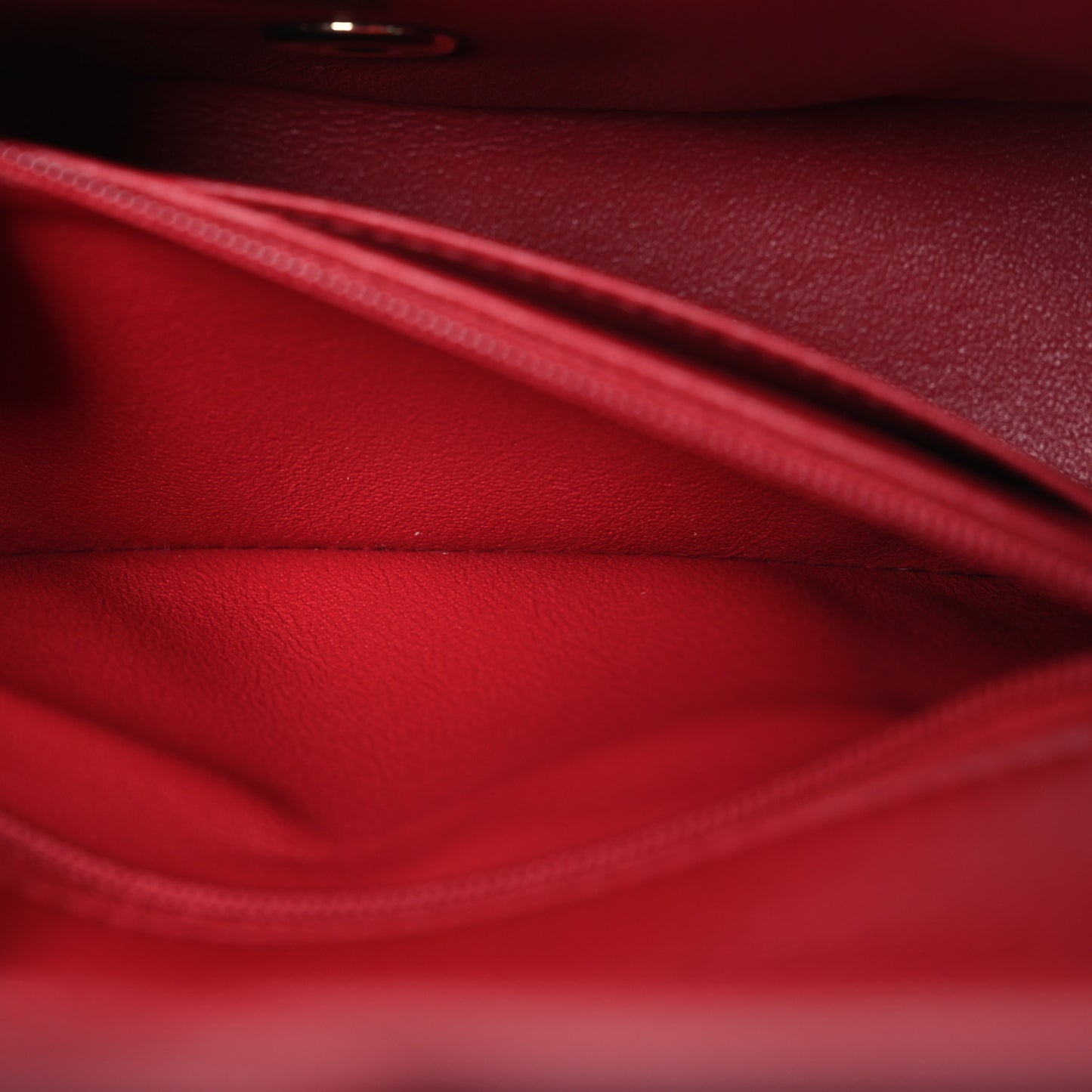 Lambskin Quilted Mini Top Handle Rectangular Flap Red