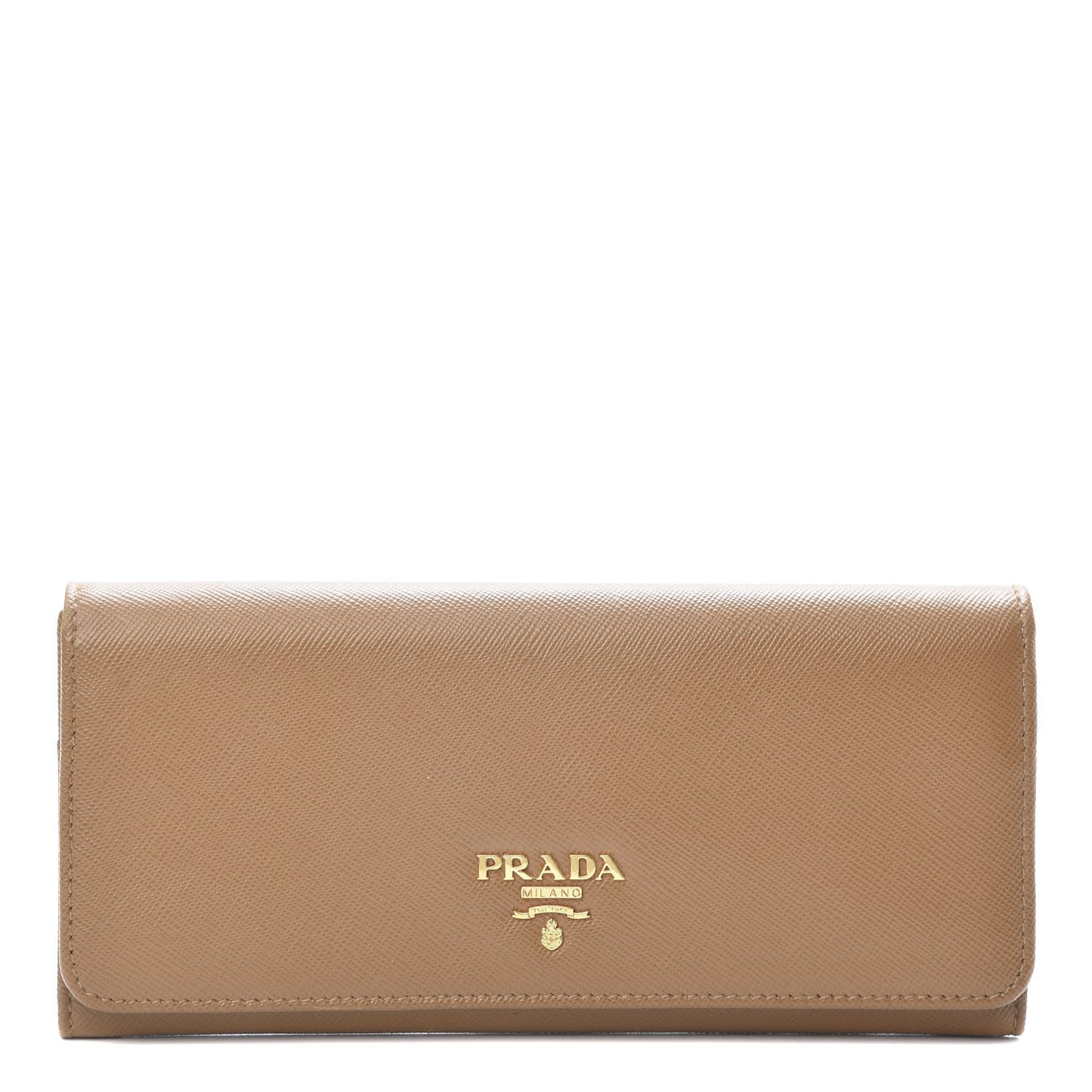 Saffiano Metal Continental Flap Wallet Caramel