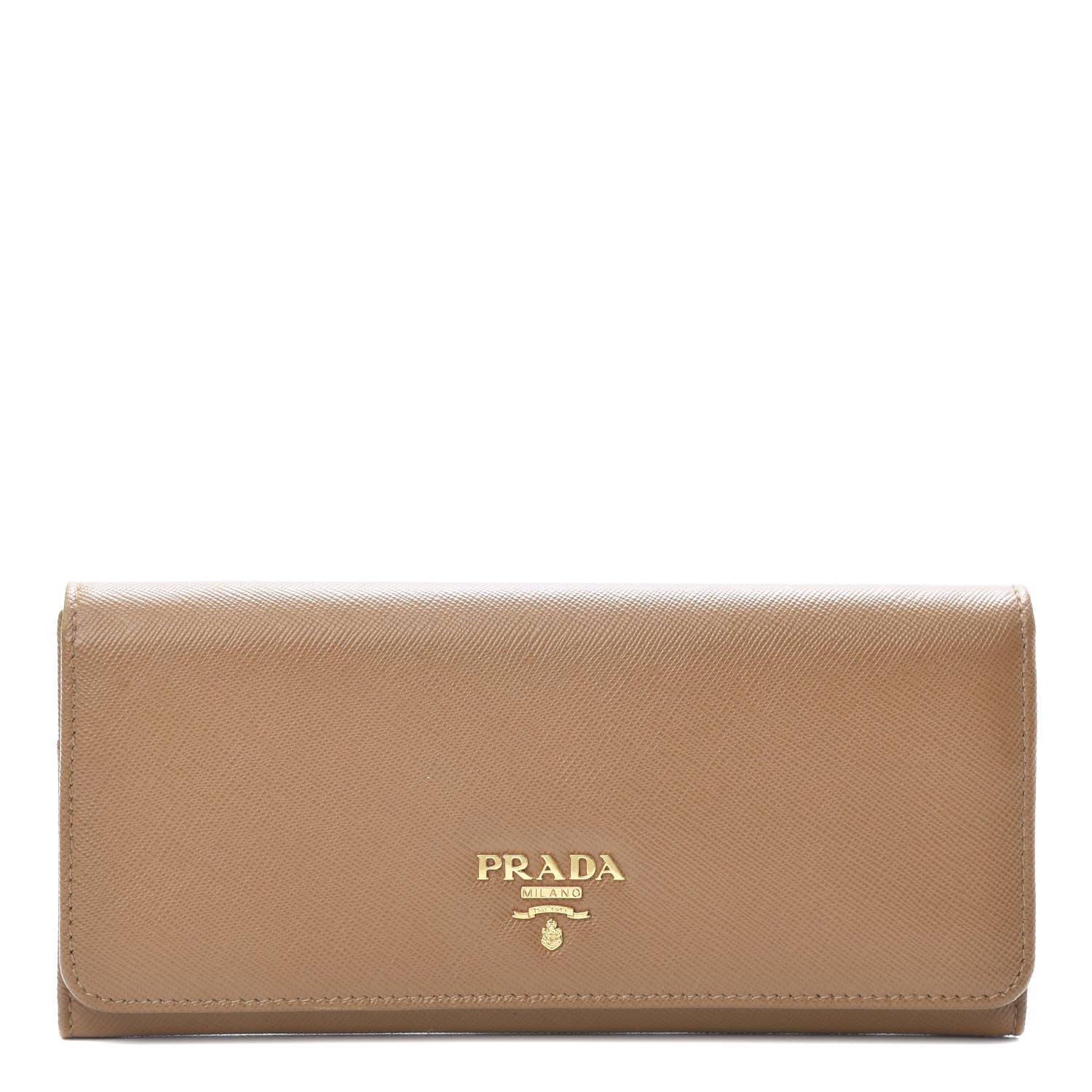 Prada Saffiano Metal Continental Flap Wallet Caramel 1 of 10