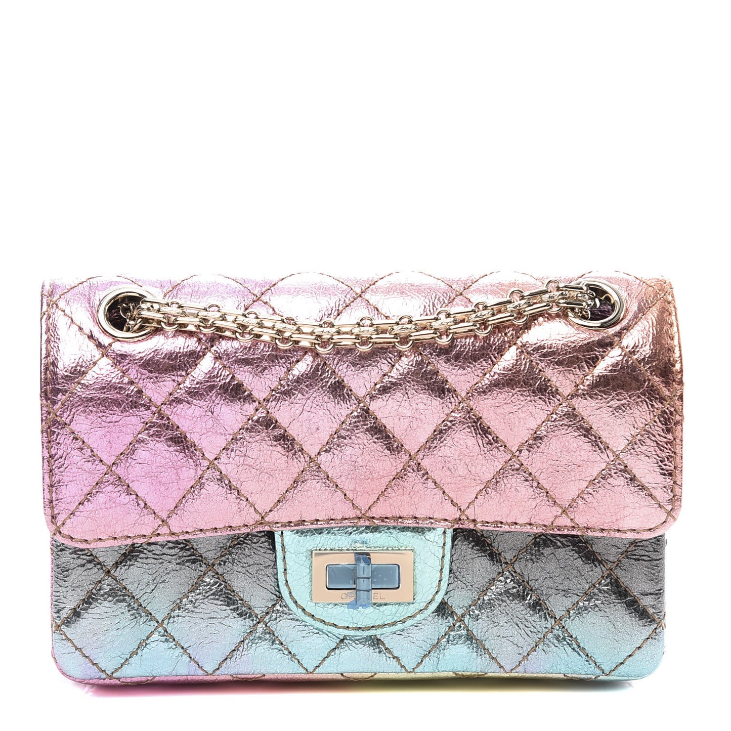 Metallic Goatskin Quilted Mini 2.55 Reissue Flap Multicolor