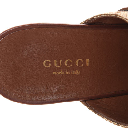 Gucci Monogram Washed Soft Calfskin Platform High Heel Slides 36 Beige Ebony Marrone 6 of 12